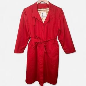 Misty Harbor Trench Coat Women’s 12 Vintage 80s Belted Puff Sleeve